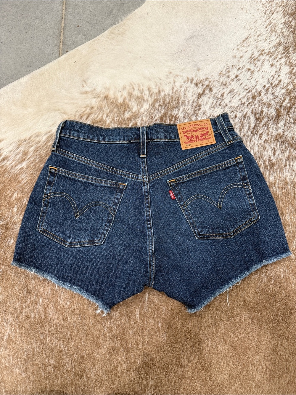 Levi's Dark Blue High-Rise Cutoff Denim Shorts